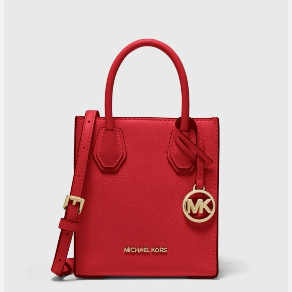 NWT Michael Kors Mercer Red Leather Mini Crossbody Bag H " 6 1/2  L" 6  W " 2